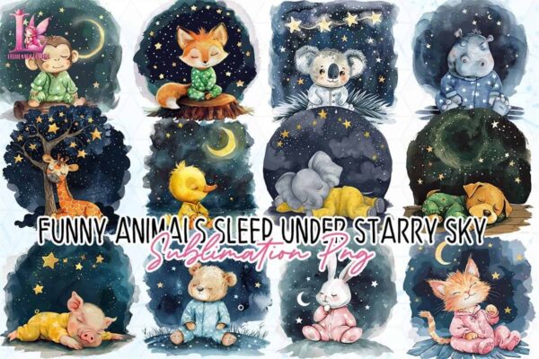 funny-animals-sleep-under-starry-sky