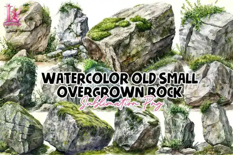 watercolor-old-small-overgrown-rock