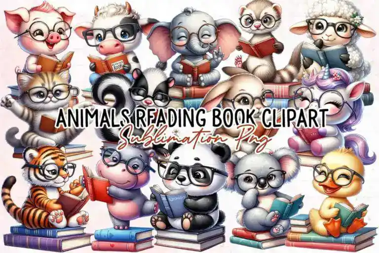 animals-reading-book-sublimation-clipart