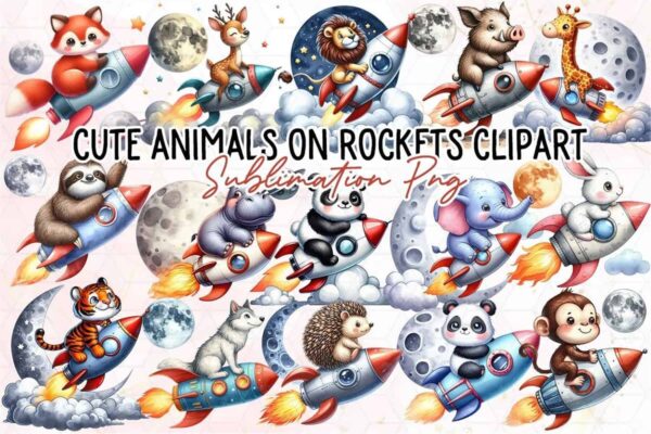 cute-animals-on-rockets-clipart-png