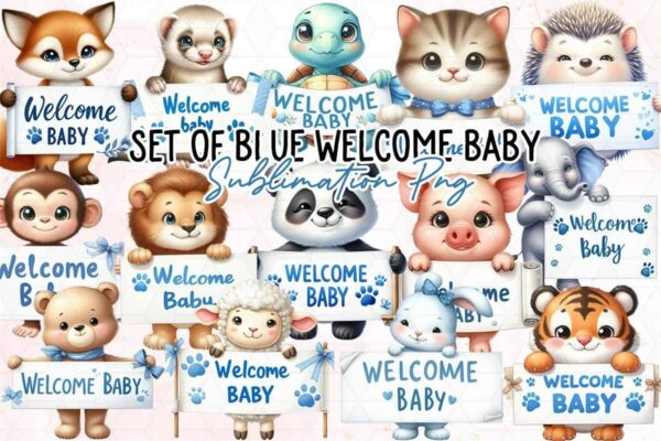 set-of-blue-welcome-baby-clipart-png