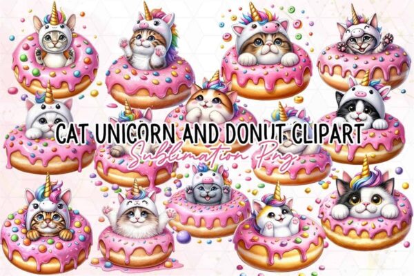 cute-cat-unicorn-and-donut-clipart-png