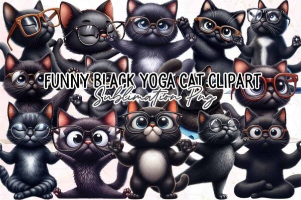 funny-black-yoga-cat-sublimation-clipart
