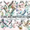 Stork and Baby Collection Clipart PNG stork-and-baby-collection-clipart-png