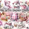 pink-easter-gingham-ceramic-clipart-png