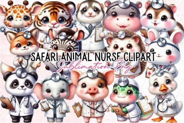 safari-animal-nurse-sublimation-clipart