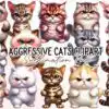 aggressive-cats-sublimation-clipart-png