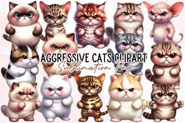 aggressive-cats-sublimation-clipart-png