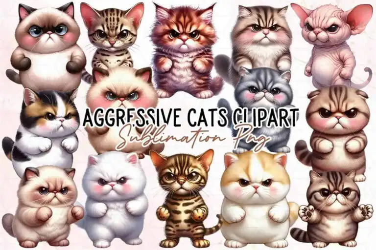 aggressive-cats-sublimation-clipart-png