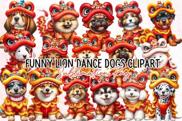 funny-lion-dance-dogs-clipart-png