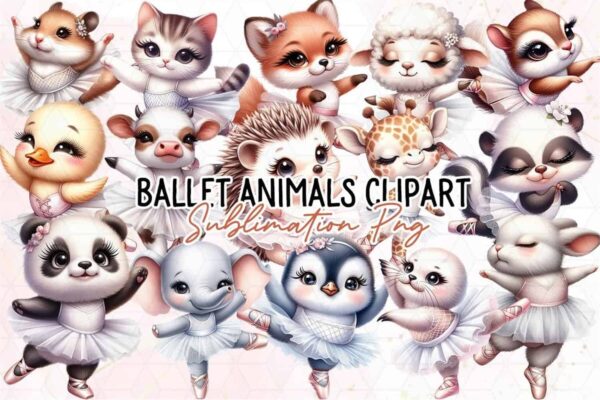 ballet-animals-sublimation-clipart-png