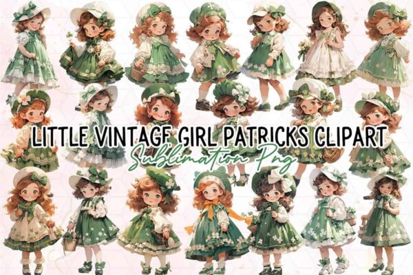 little-vintage-girl-patricks-day-clipart