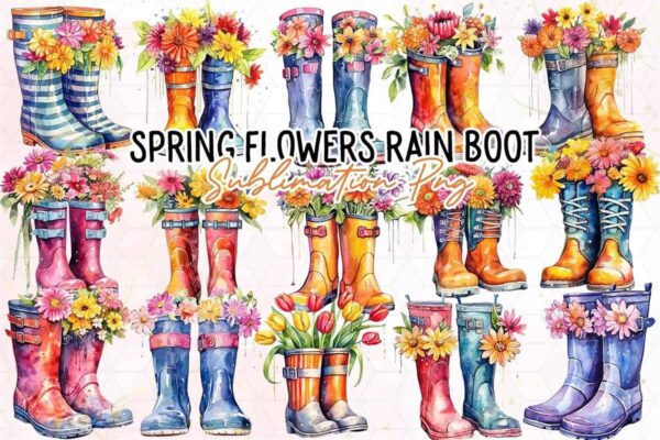 spring-flowers-rain-boot-clipart-png