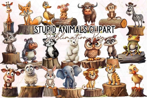 animals-sitting-on-tree-stump-clipart