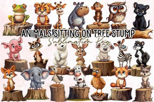 animals-sitting-on-tree-stump-clipart