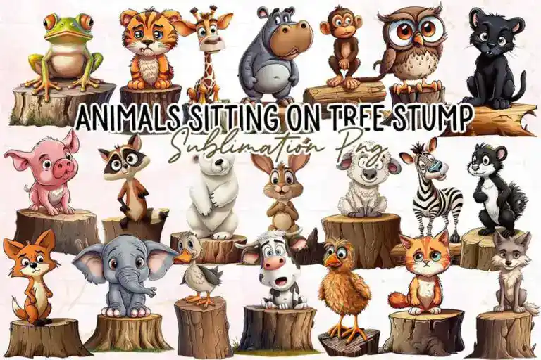 animals-sitting-on-tree-stump-clipart