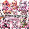 Cute Animals in Pink Scooter Clipart PNG cute-animals-in-pink-scooter-clipart-png