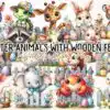 Easter Animals with Wooden Fence Clipart easter-animals-with-wooden-fence-clipart