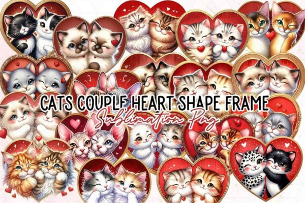 cats-couple-heart-shape-frame-clipart