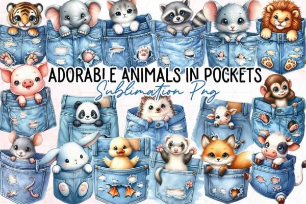 adorable-animals-in-pockets-clipart-png