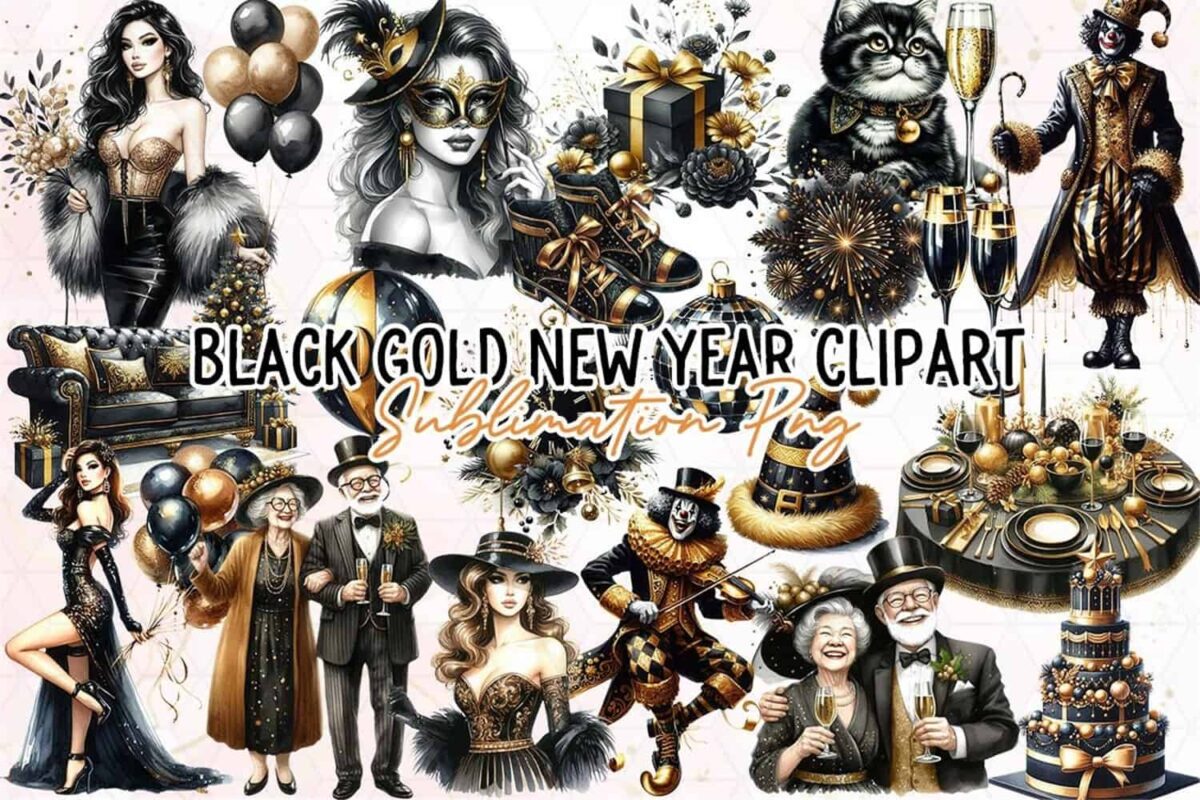 black-gold-new-year-sublimation-clipart