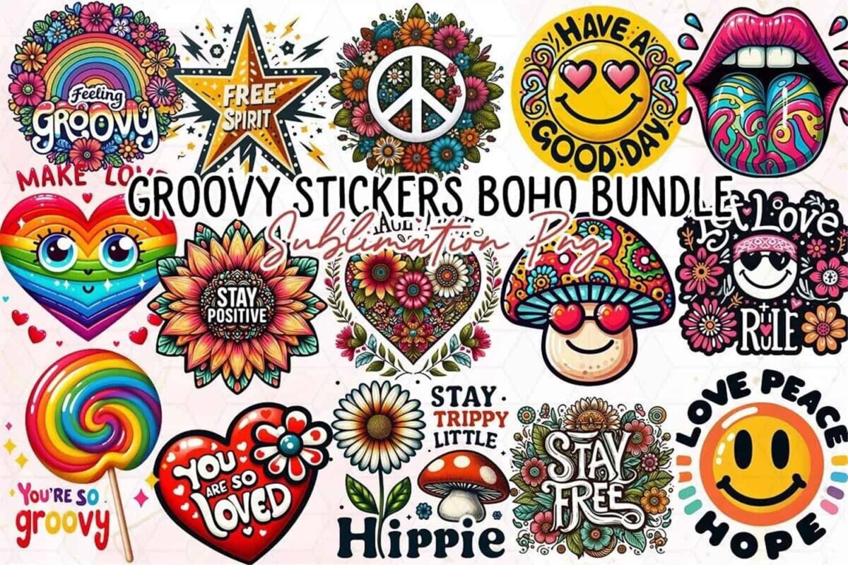 groovy-stickers-boho-sublimation-clipart-bundle