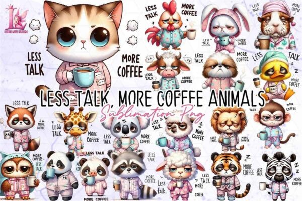 less-talk-more-coffee-animals-clipart-bundle