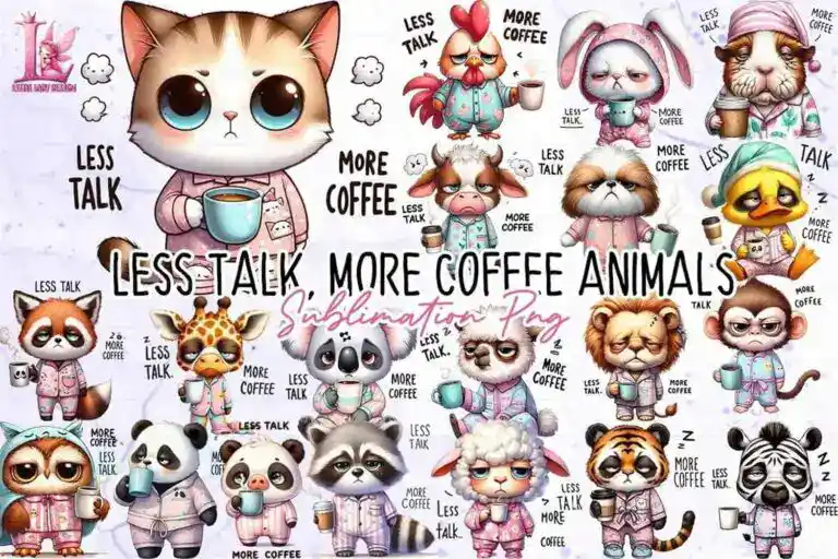 less-talk-more-coffee-animals-clipart-bundle