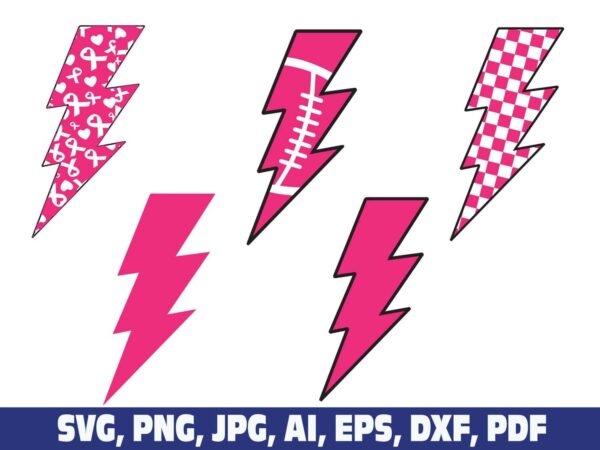 breast-cancer-pink-lightning-bolt-svg