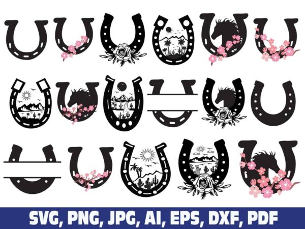 horseshoe-horse-shoe-desert-floral-svg