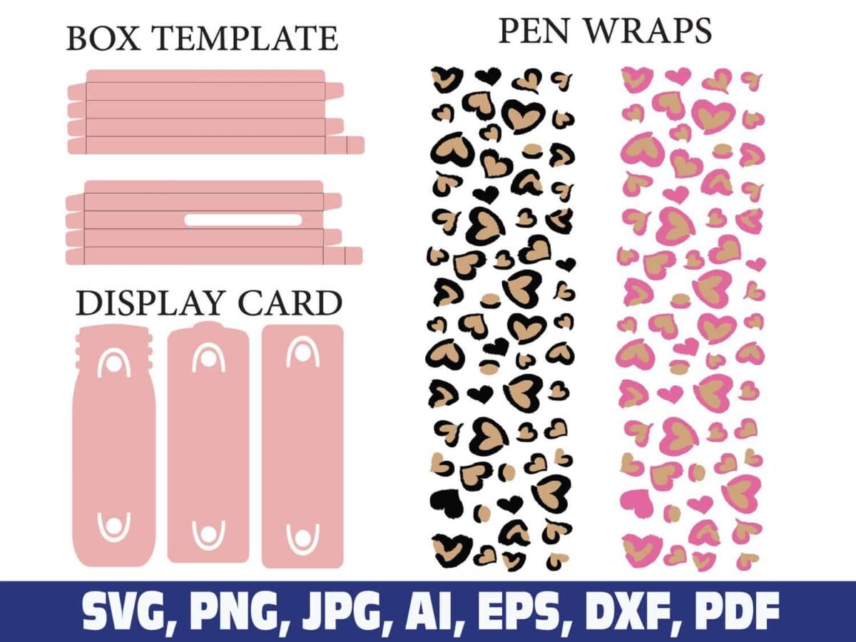 leopard-heart-print-glitter-pen-wraps
