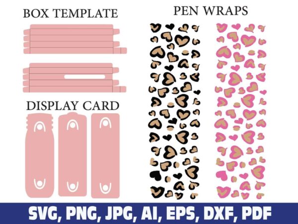 leopard-heart-print-glitter-pen-wraps