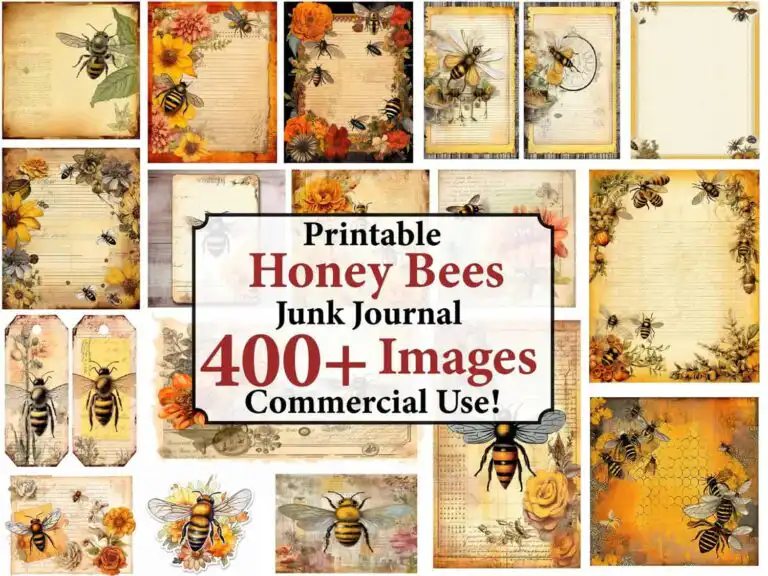 vintage-honey-bees-junk-journal-kit