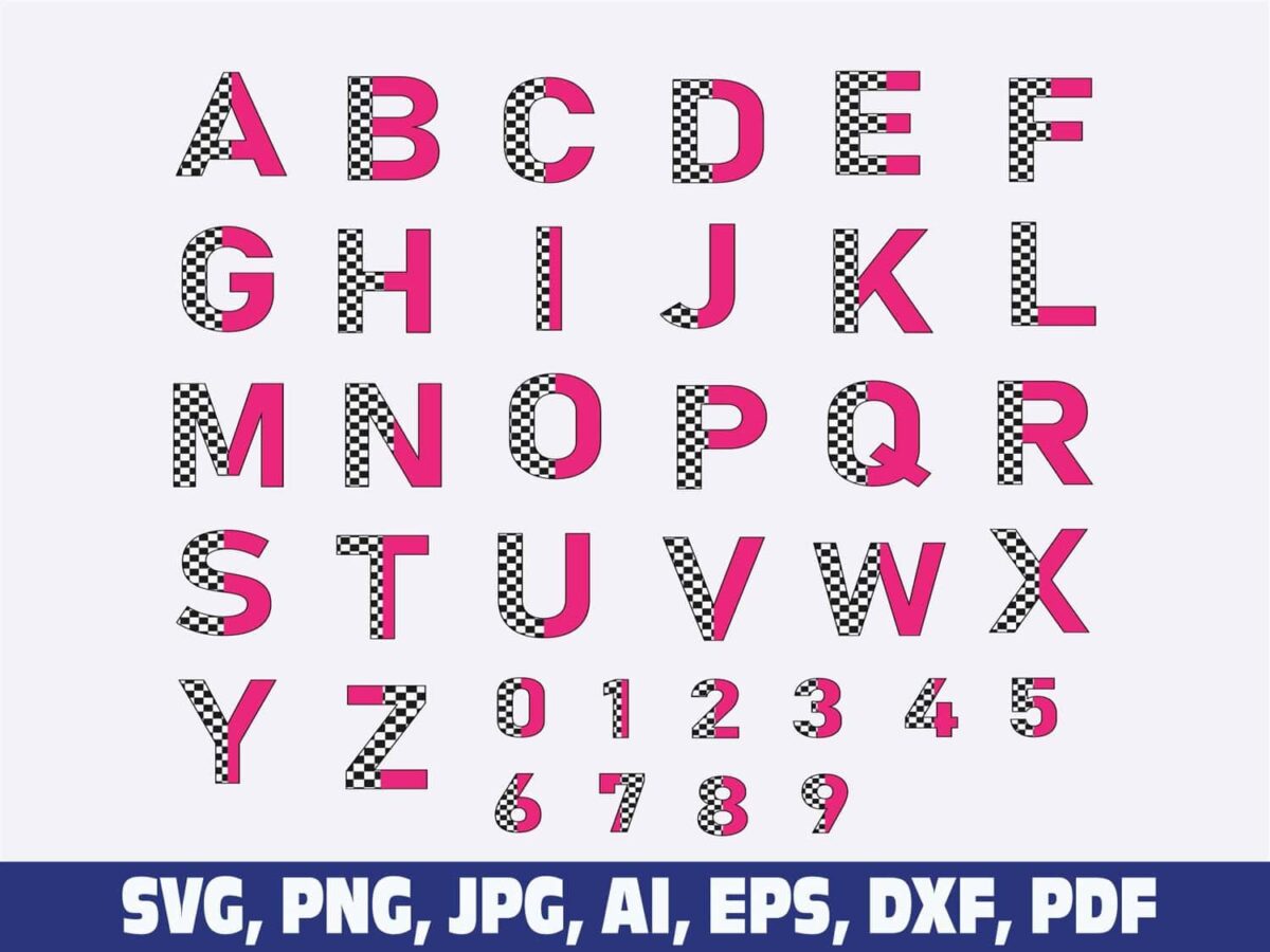 checkered-alphabet-and-numbers-png-svg