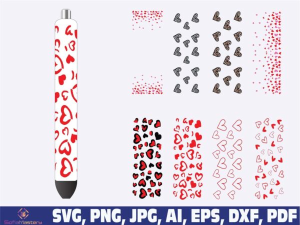 hearts-glitter-pen-wraps