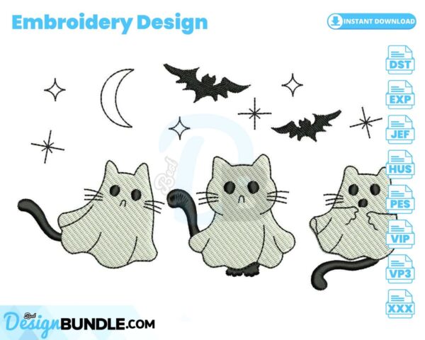 three-halloween-ghost-cats-embroidery-design