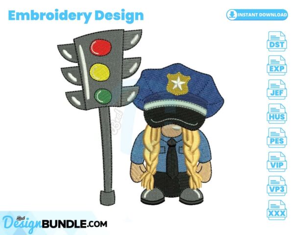police-girl-gnome-embroidery-design