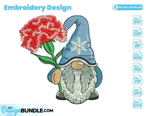 january-carnation-gnome-embroidery-design