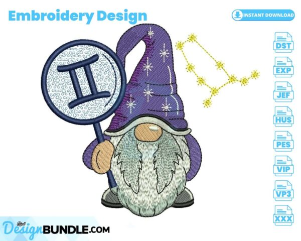 gemini-horoscope-gnome-embroidery-design