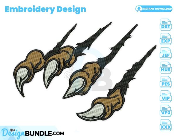claw-mark-embroidery-design