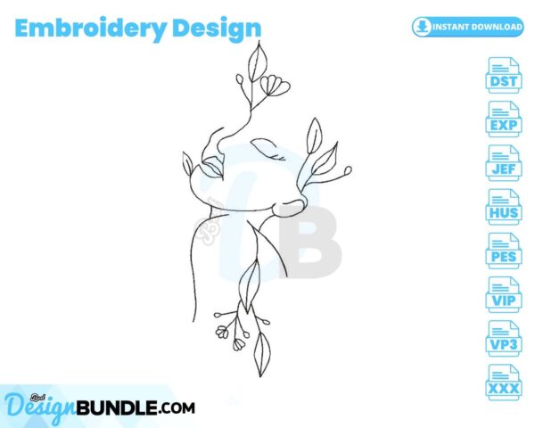 beautiful-woman-flower-embroidery-design