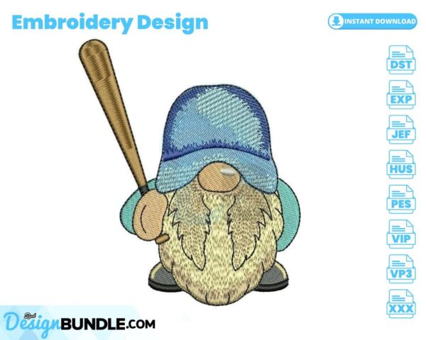baseball-gnome-embroidery-design