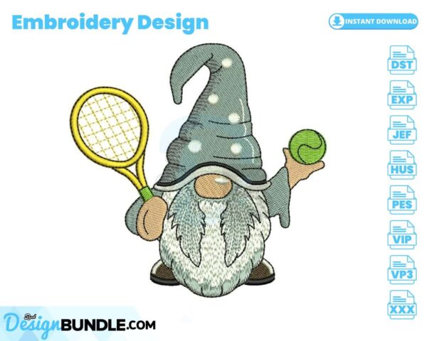 tennis-gnome-embroidery-design