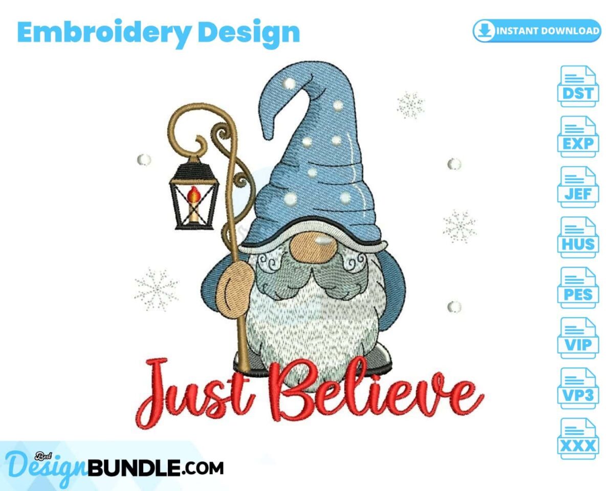 just-believe-gnome-embroidery-design