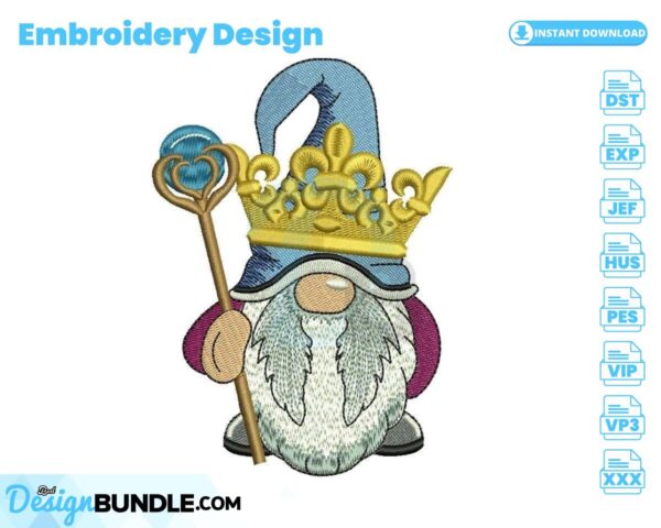 king-gnome-embroidery-design