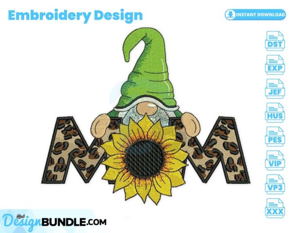 mom-leopard-gnome-with-sunflower-embroidery-design