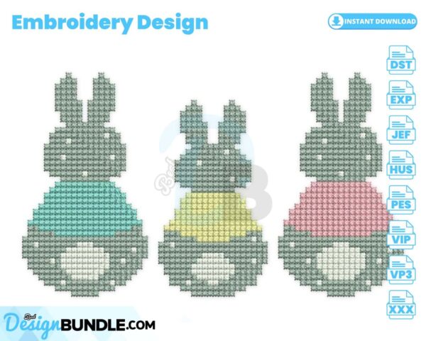 bunny-trio-french-knot-simulated-embroidery-design