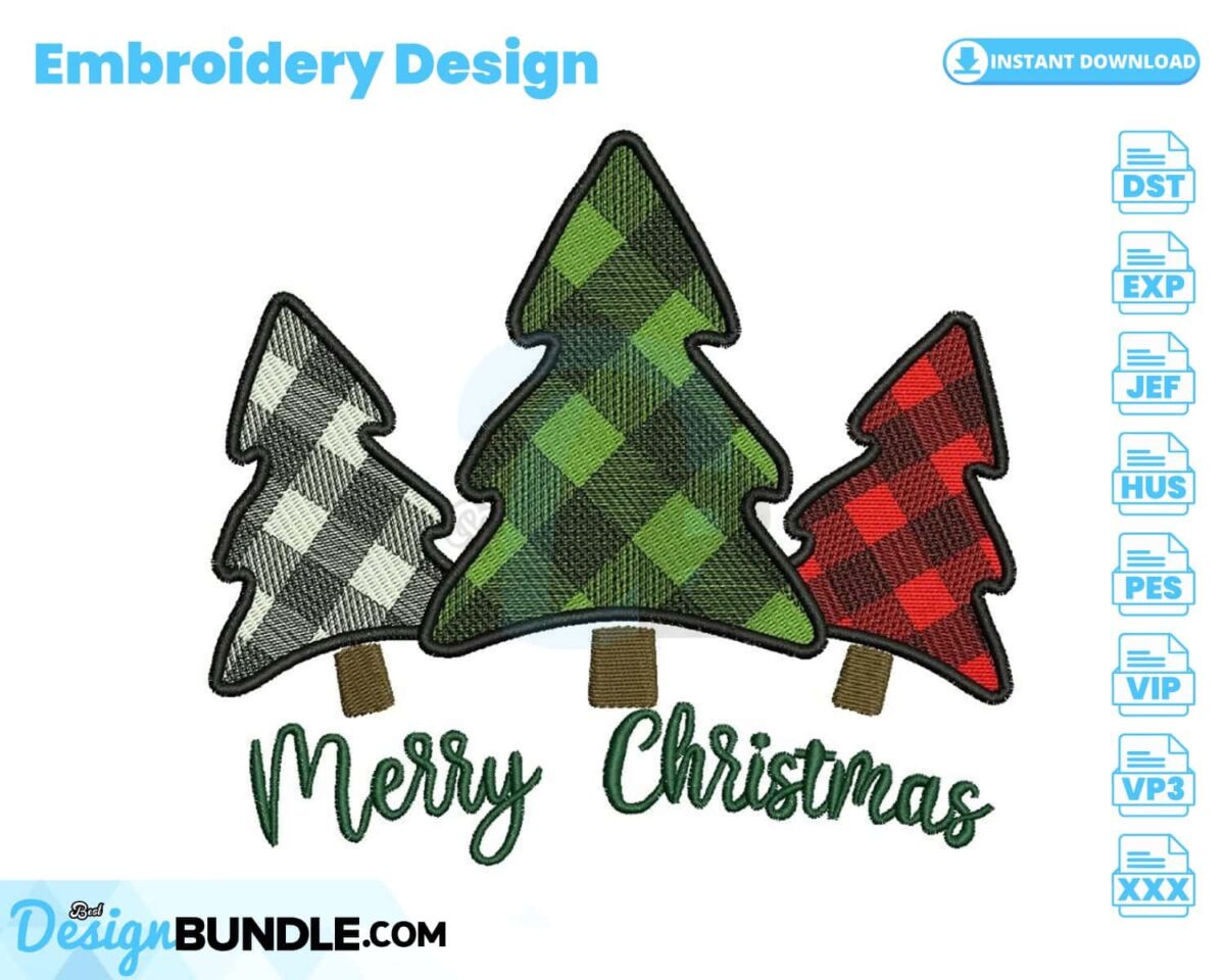 checkered-christmas-trees-embroidery-design