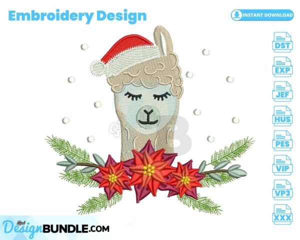christmas-llama-embroidery-design