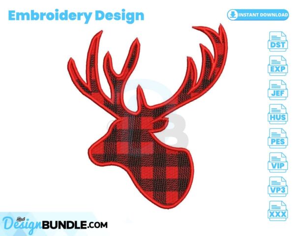 checkered-deer-embroidery-design